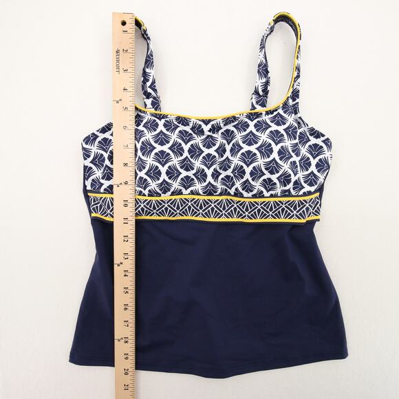 Lands End Tankini Swim Top Navy Yellow White Pattern Underwire Support Size 6P - Picture 4 of 8